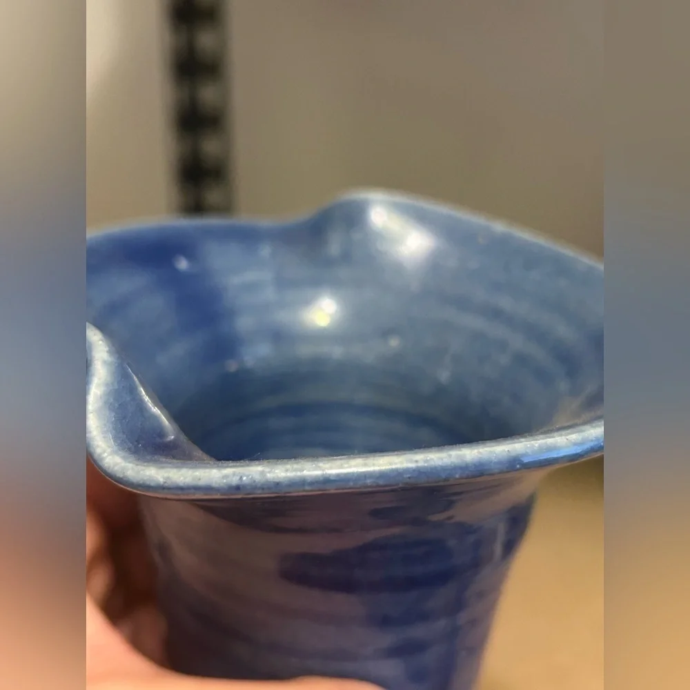 Modern Rustic Studio Pottery Vase Cobalt Blue Signed Artisan Decor Vintage Home - Picture 13 of 14